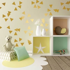 80 of 2 inch (5 cm) GOLD matt metallic TRIANGLE shapes wall art stickers decals