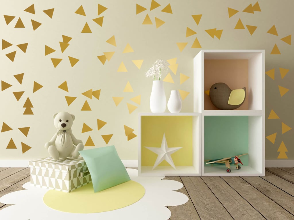 80 of 2 inch (5 cm) GOLD matt metallic TRIANGLE shapes wall art stickers decals