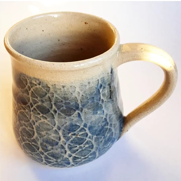 Mug - Hand Thrown Reduction Fired Ceramic Blue Glazed Mug 