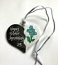 Silver anniversary hand painted heart 