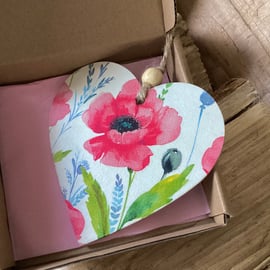 Wooden Heart Poppy