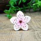 Cherry Blossom Pin, Handmade Sakura Brooch, Japanese Flower, Pale Pink Flower