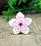 Cherry Blossom Pin, Handmade Sakura Brooch, Japanese Flower, Pale Pink Flower