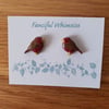 Delicate Robin Stud Earrings