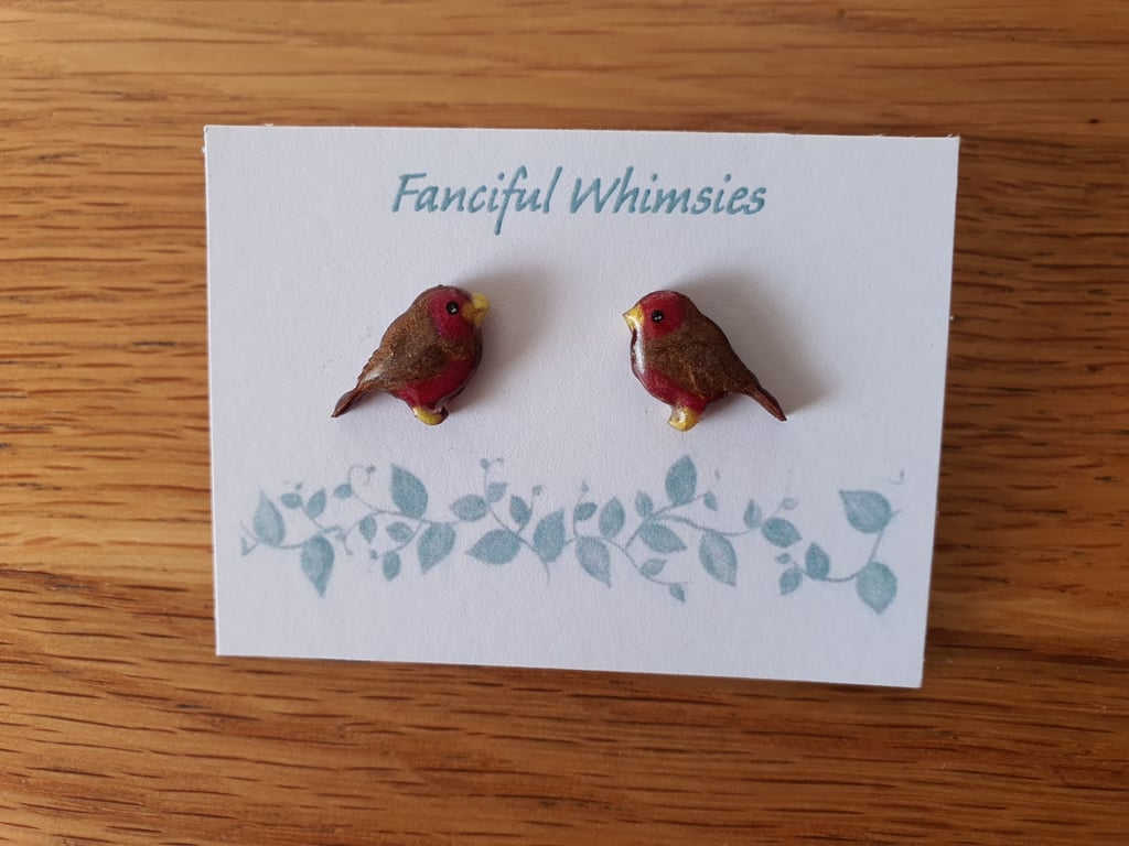 Delicate Robin Stud Earrings