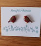Delicate Robin Stud Earrings