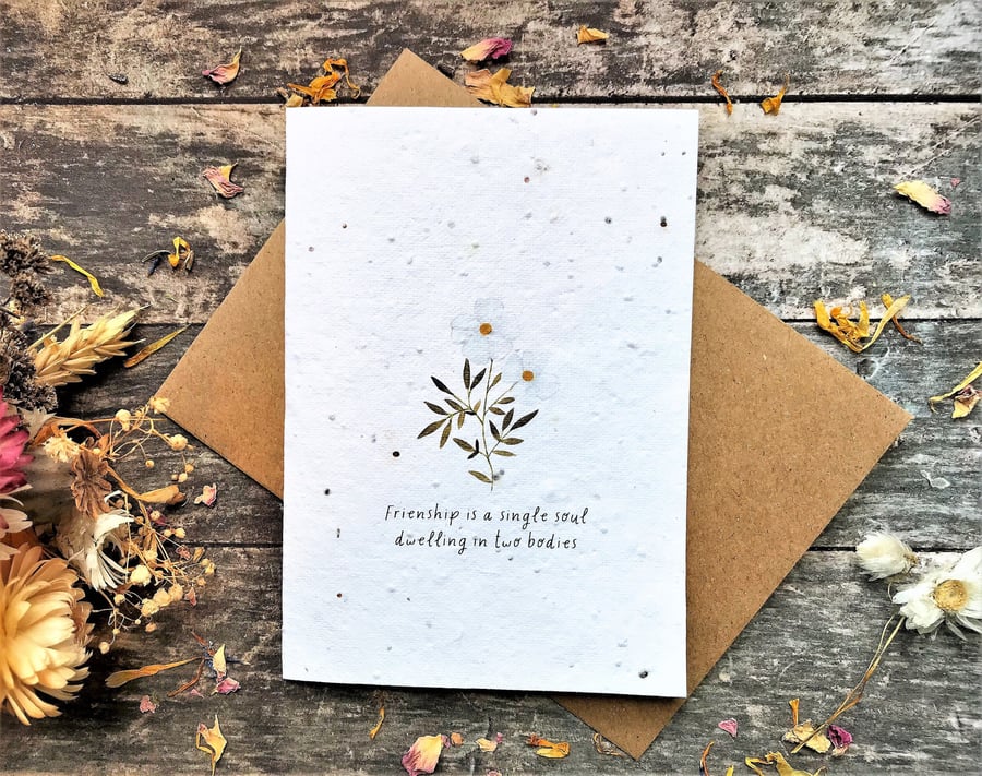 Plantable Seed Paper Friend card ,Sending love , Sympathy card, Sending Love