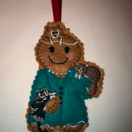 Gingerbread Cat Lady Decoration