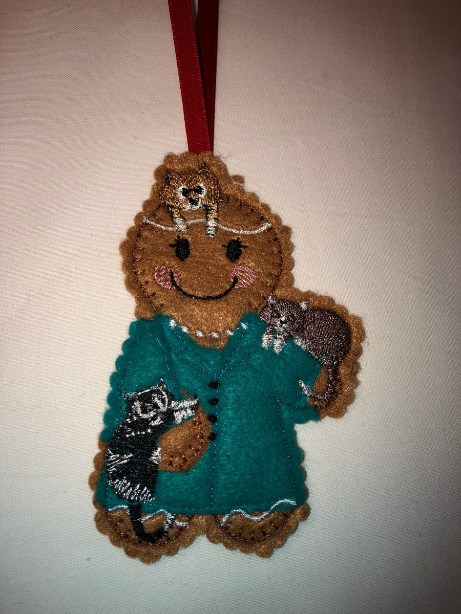 Gingerbread Cat Lady Decoration