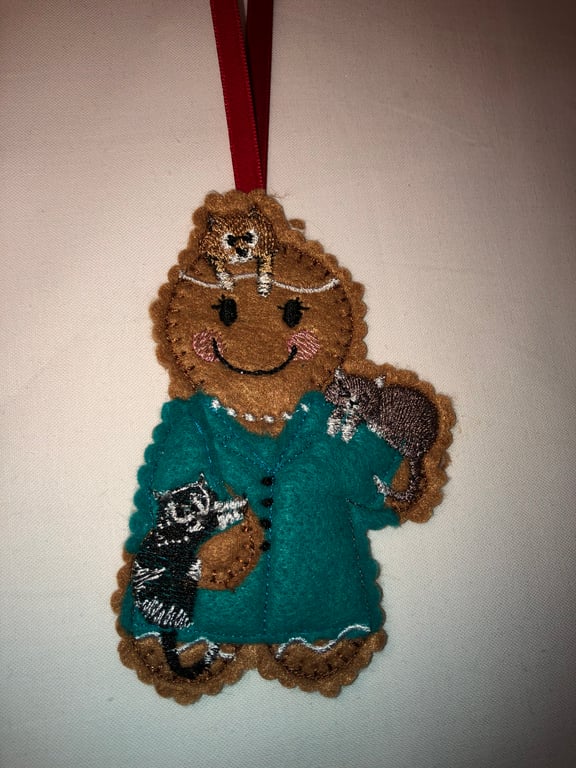 Gingerbread Cat Lady Decoration