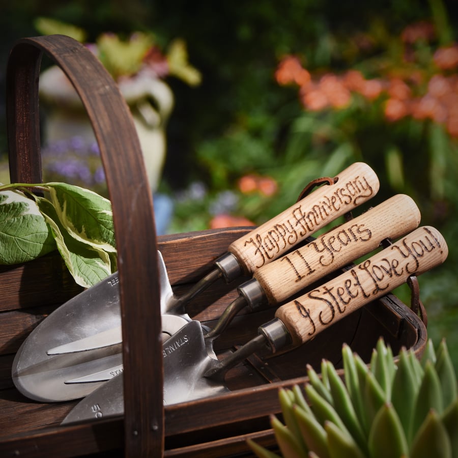 Personalised Garden Tools for 11th Steel Anniversary