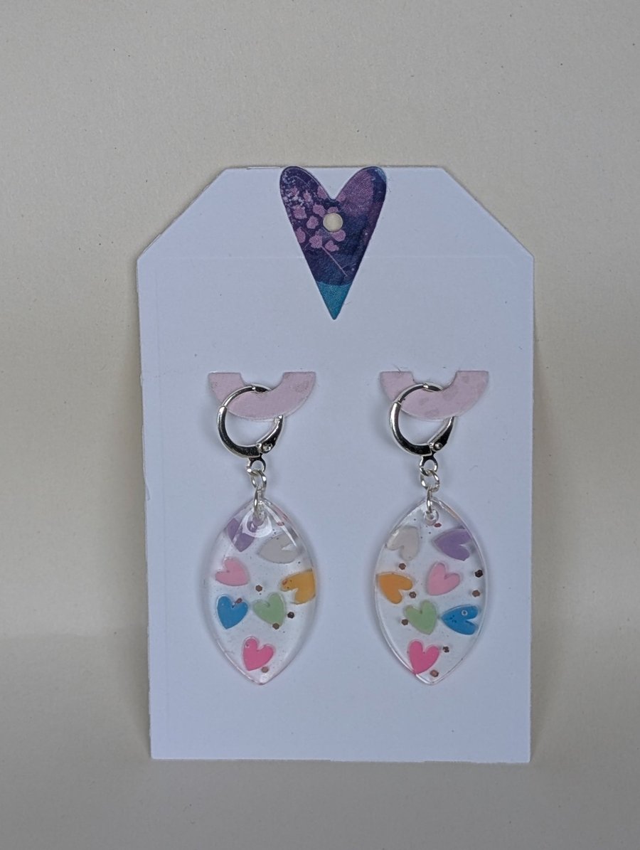 Oval Shaped Resin Earrings