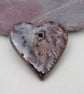 Medium Bronze Leaf Texture Heart Shaped Ceramic Pendant - Image 3