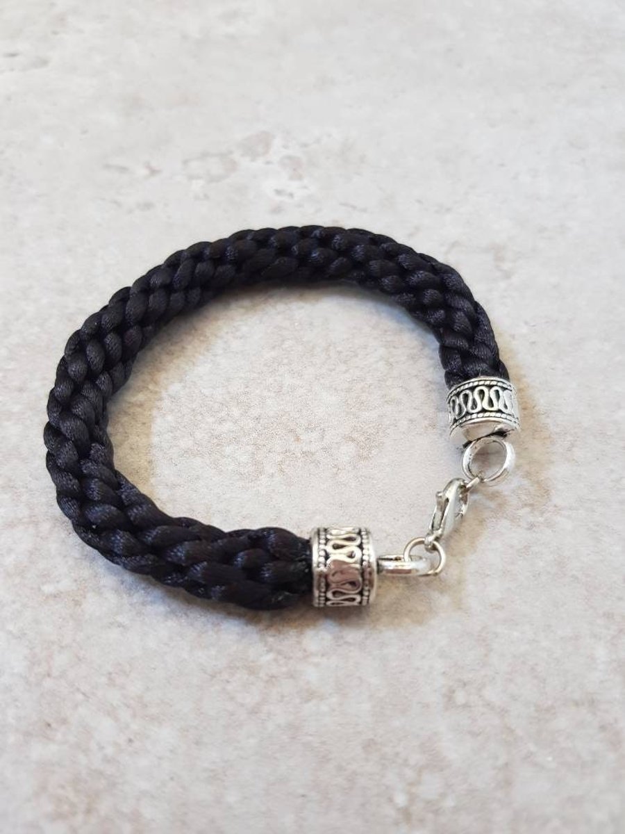 Black Rope Bracelet, Gothic Jewelry, Emo wristband, minimalist jewellery