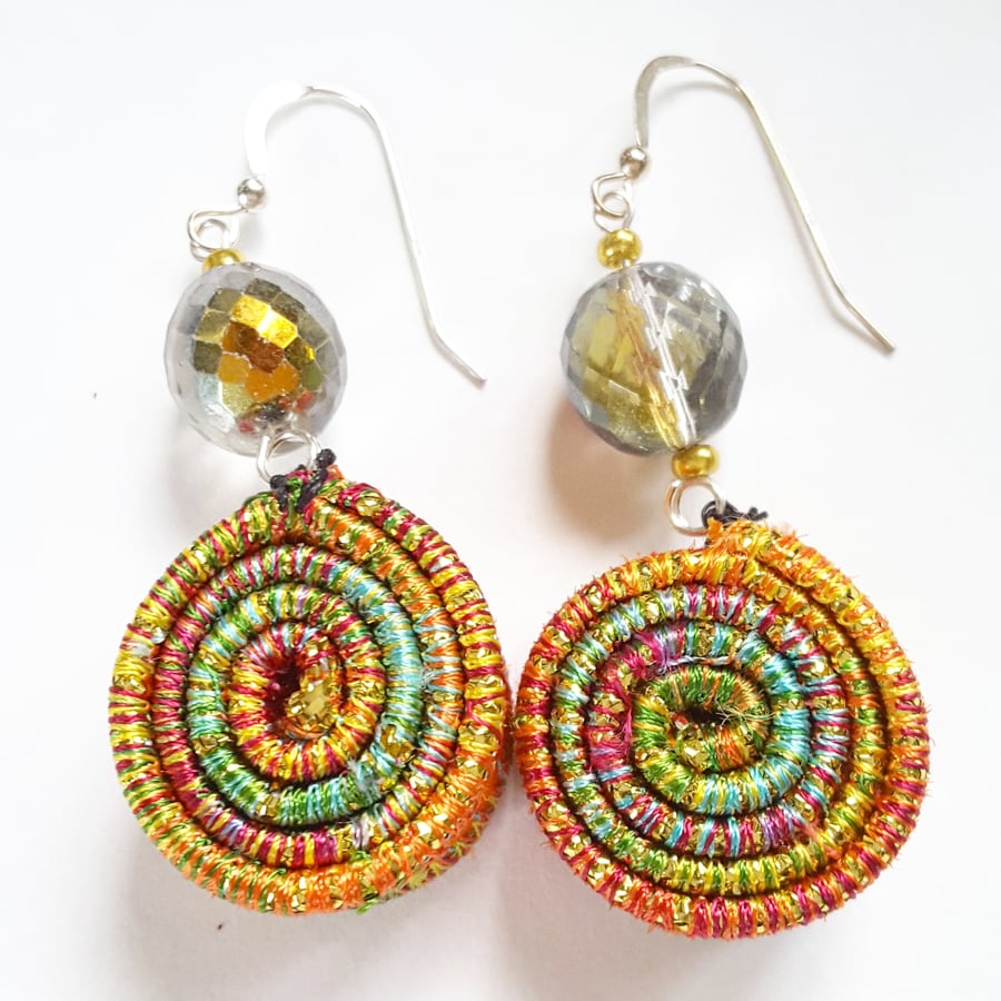 Textile Earrings Sterling Silver Earwires