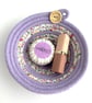 Lilac Coiled Rope Bowl with Floral Fabric Trim - Image 7