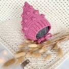 Bobble Pixie Bonnet Merino Wool Rose Pink