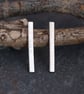 Silver Bar Earrings, Line Textured Studs, Sterling Silver Vertical Bars