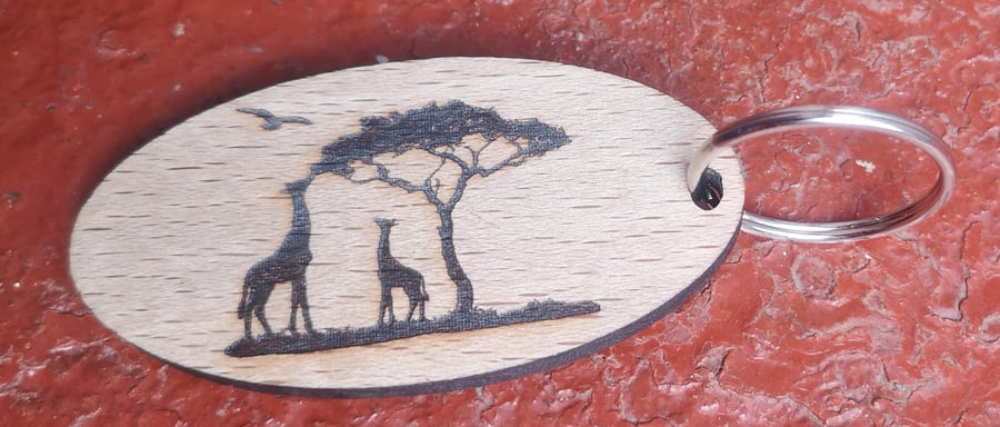 Homemade wooden Giraffe keyring 