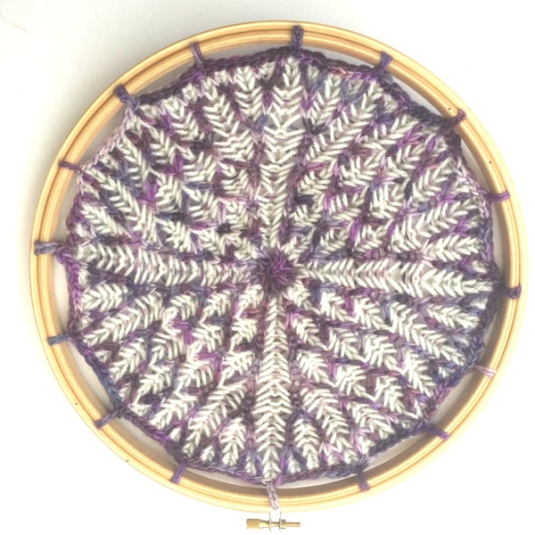 Hexagonal Patterned Knitted Textile Wall hanging 10" Mandala