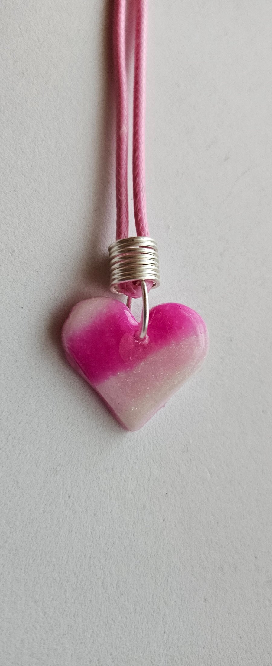 Pink & White Heart Pendant 