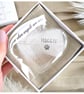 Personalised White Feather Gift Boxed Heart Bauble. Glass Hanging Decoration. Ha - Image 1