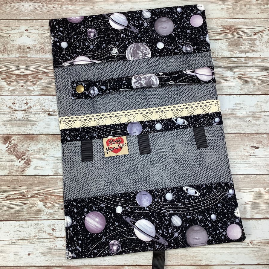 Space Planets Jewellery roll, Jewellery wrap, Travel organiser, Handmade