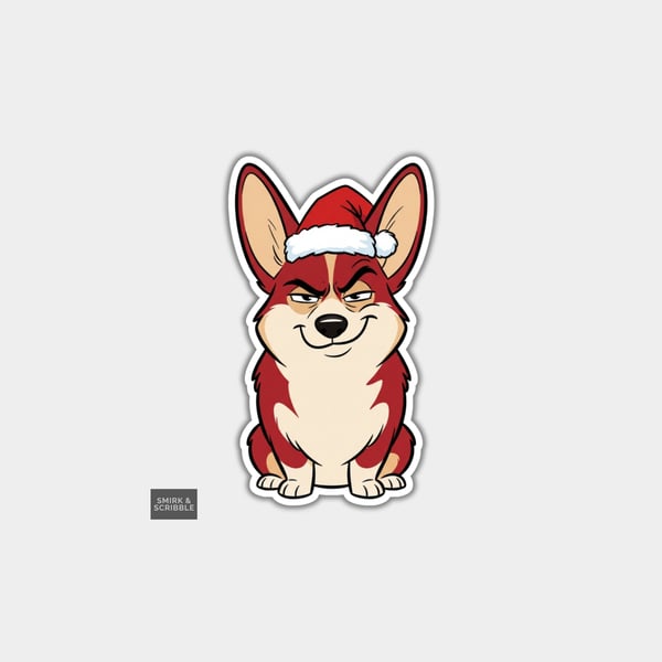 Unique Funny Christmas Sticker Xmas Decal For Adults - Cheeky Corgi Dog