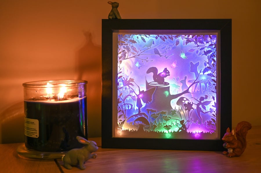 Fairy magical woodland shadow lightbox - Shadowbox - Light Box - 3d Picture