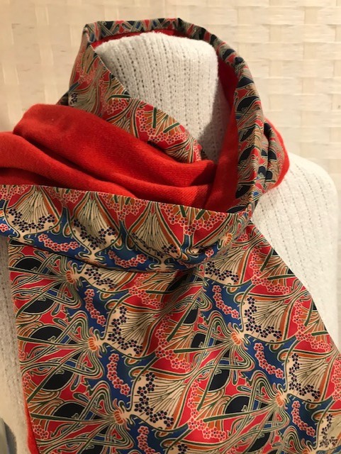 Liberty of London Print Long Scarf.Cotton Tana Lawn and Velvet  