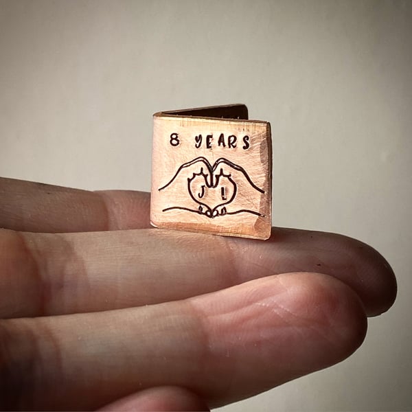 Personalised 8 year bronze wedding anniversary miniature card