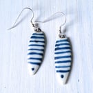 Delicate porcelain drop earrings, hand made in Hampshire