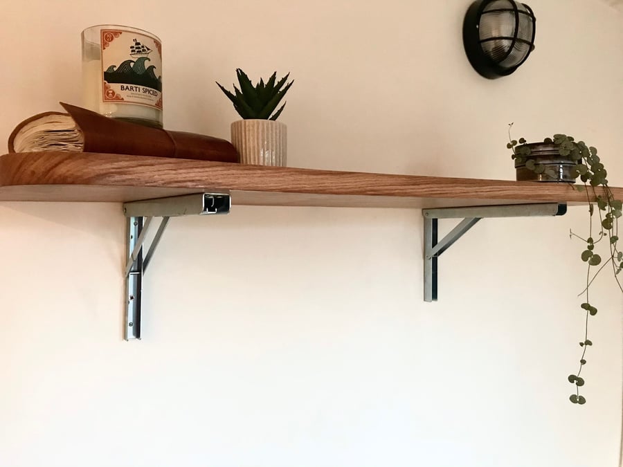 Solid oak wall mounted folding breakfast bar, home office NO BRACKETS