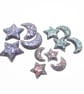 12 Handmade Celestial Charms in Purple, Blue & Pink - Image 2