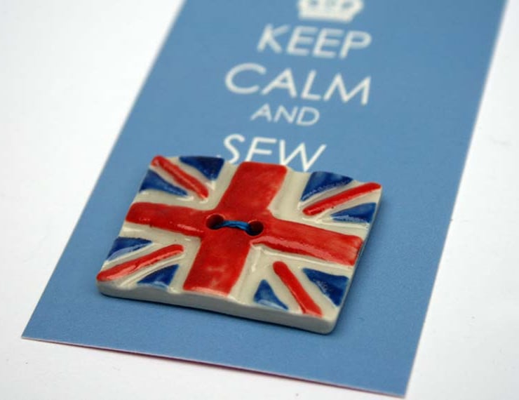 Handmade Union jack buttons - Keep calm - Briti... - Folksy