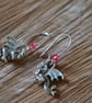 Dragon earrings with pink crystal