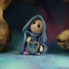 Tiny Valentine Gnome 'Valeri' with heart 1.5" OOAK Sculpt by Ann Galvin