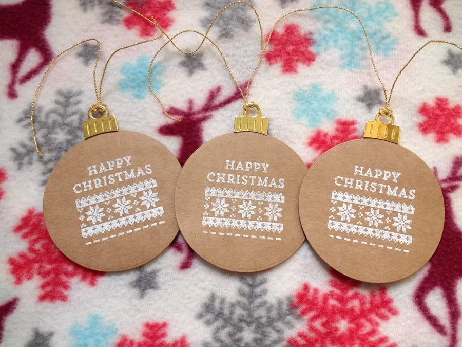 Happy Christmas bauble set of 3 cards