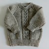 3-6 months, hand knitted sweater, jumper, stone, button neck fastening, sweater