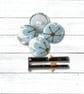 Duck-egg Blue Floral Fabric Covered Buttons, Set of 4, 20.5mm and 25.5mm - Image 2