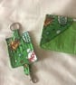Green Fabric Corner Bookmark and Keyring Gift Set