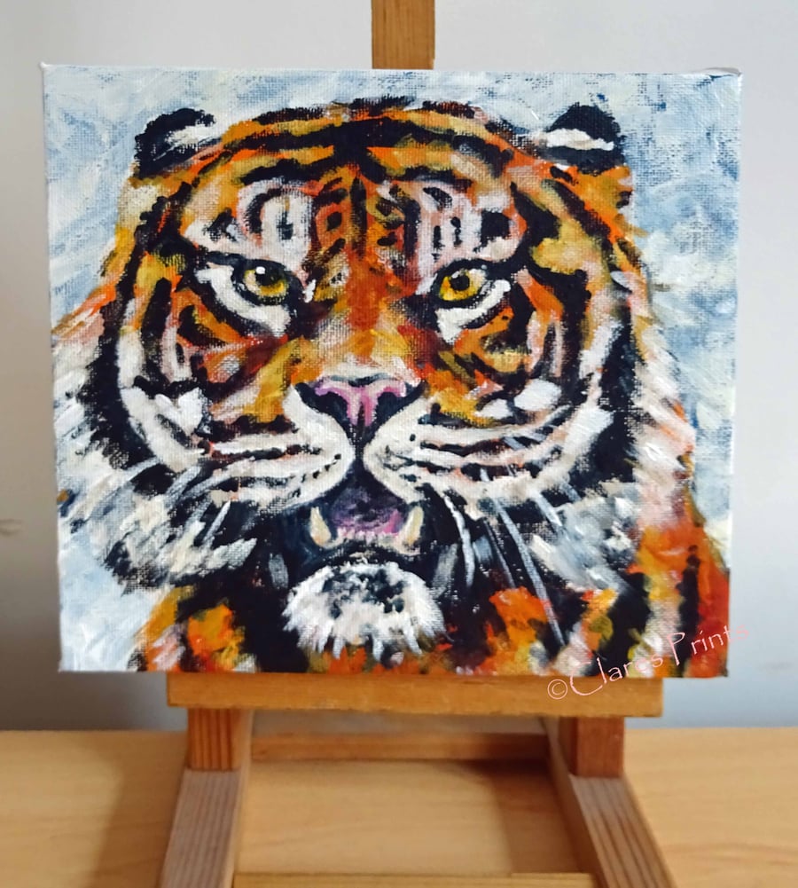 Tiger Art Original Acrylic Painting on Canvas OOAK 
