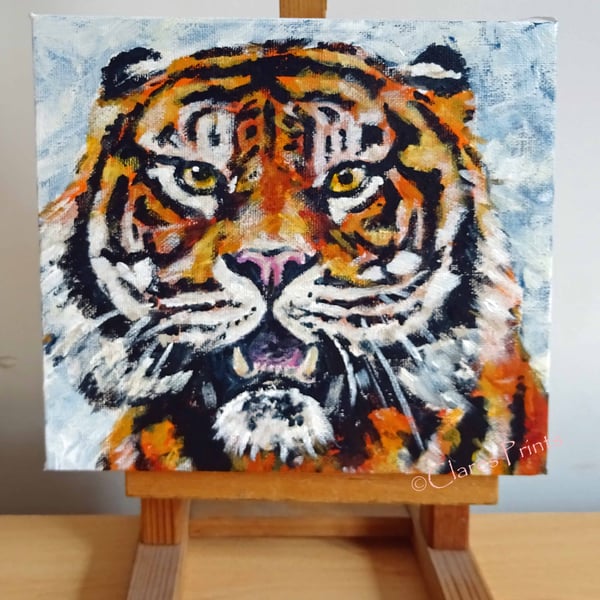 Tiger Art Original Acrylic Painting on Canvas OOAK 