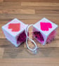 Novelty hanging cubes with pink hearts and sucker-cup attachment  - Image 3