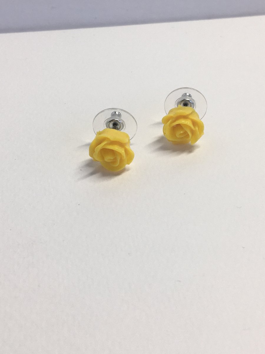 Yellow rose stud earrings