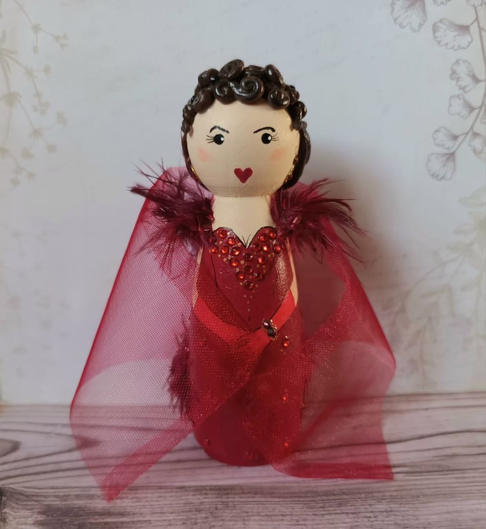 Scarlett O'Hara wooden peg doll.