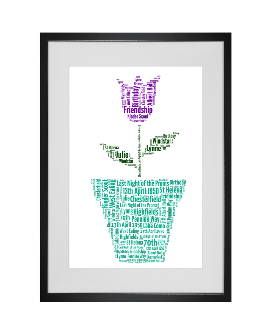 Personalised Mothers Day Tulip Flower Design Word Art Gifts 