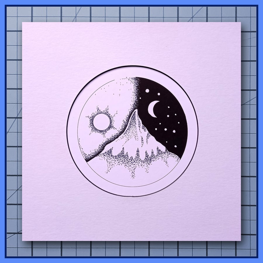Night Follows Day – Mounted Print – 23x23cm Frame Ready