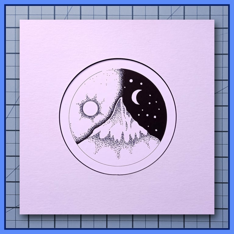 Night Follows Day – Mounted Print – 23x23cm Frame Ready