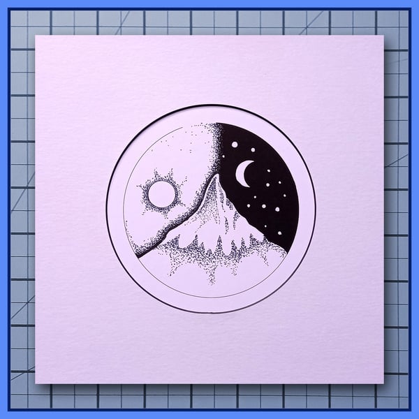 Night Follows Day – Mounted Print – 23x23cm Frame Ready